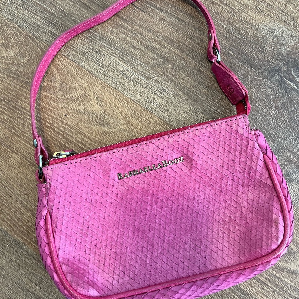 Pink Leather Snakeskin Handbag